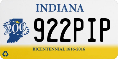 IN license plate 922PIP
