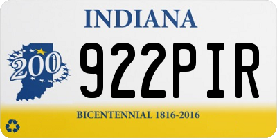 IN license plate 922PIR