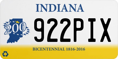 IN license plate 922PIX