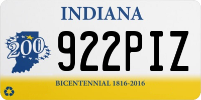 IN license plate 922PIZ