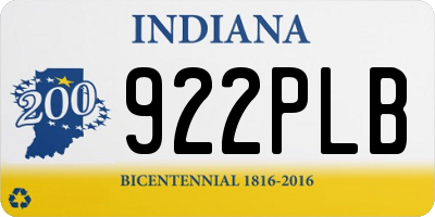 IN license plate 922PLB