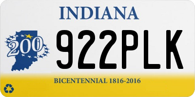 IN license plate 922PLK