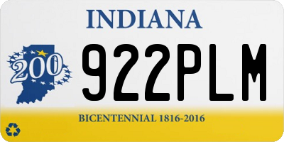 IN license plate 922PLM