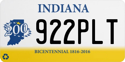 IN license plate 922PLT