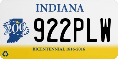 IN license plate 922PLW