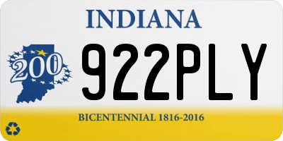 IN license plate 922PLY