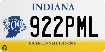 IN license plate 922PML