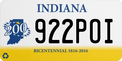 IN license plate 922POI