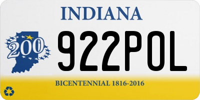 IN license plate 922POL