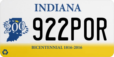 IN license plate 922POR