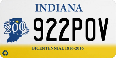 IN license plate 922POV