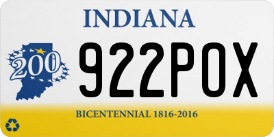 IN license plate 922POX