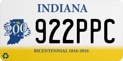 IN license plate 922PPC