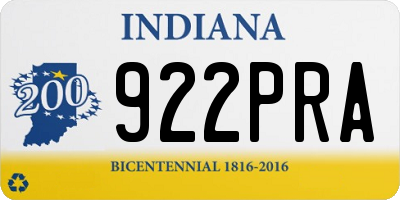 IN license plate 922PRA