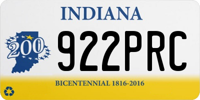 IN license plate 922PRC