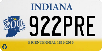 IN license plate 922PRE