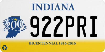 IN license plate 922PRI