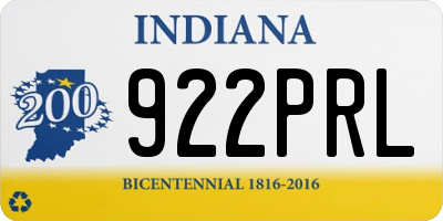 IN license plate 922PRL