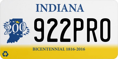 IN license plate 922PRO