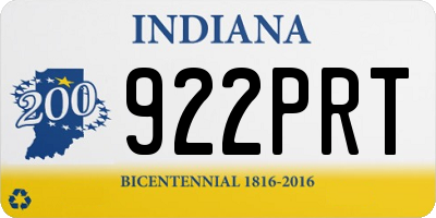 IN license plate 922PRT