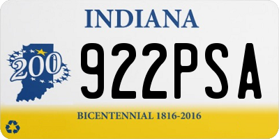 IN license plate 922PSA