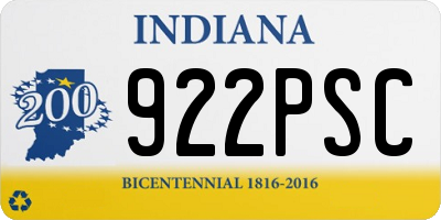 IN license plate 922PSC