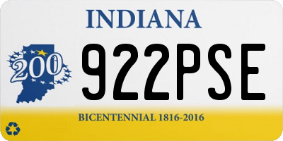 IN license plate 922PSE