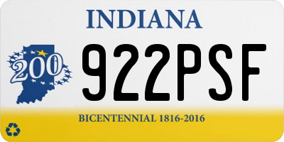 IN license plate 922PSF