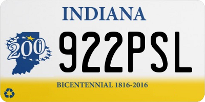 IN license plate 922PSL