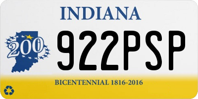 IN license plate 922PSP