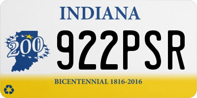 IN license plate 922PSR