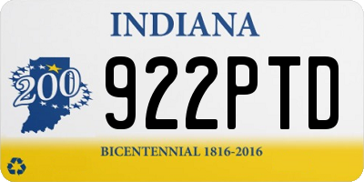 IN license plate 922PTD