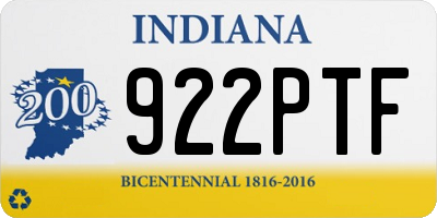 IN license plate 922PTF