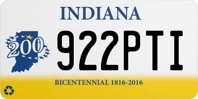IN license plate 922PTI