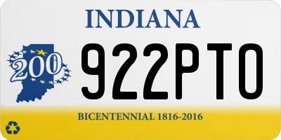 IN license plate 922PTO