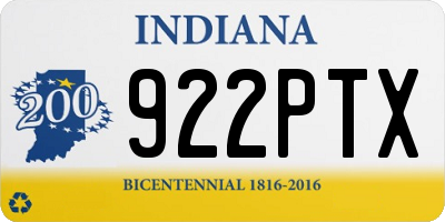 IN license plate 922PTX