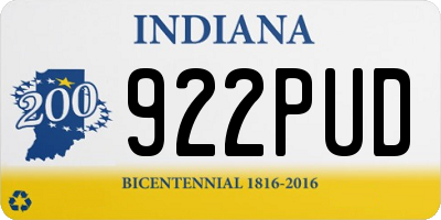 IN license plate 922PUD