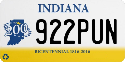 IN license plate 922PUN