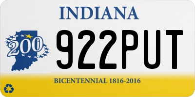 IN license plate 922PUT