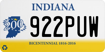 IN license plate 922PUW