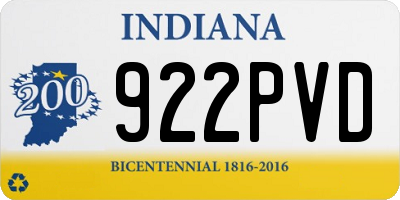 IN license plate 922PVD