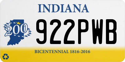 IN license plate 922PWB