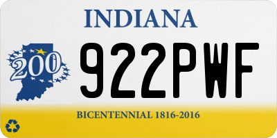 IN license plate 922PWF