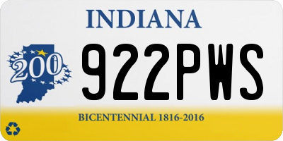 IN license plate 922PWS