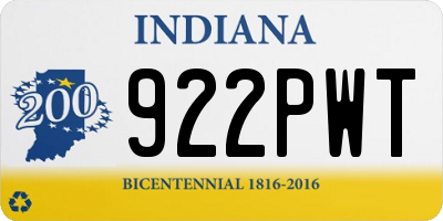 IN license plate 922PWT