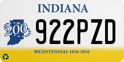 IN license plate 922PZD
