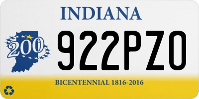 IN license plate 922PZO