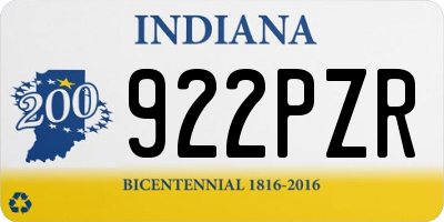 IN license plate 922PZR