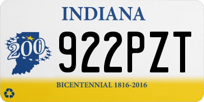 IN license plate 922PZT
