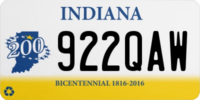 IN license plate 922QAW